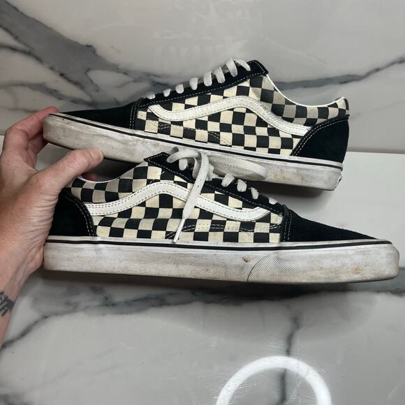 Vans Men\'s Black White Checkerboard Low Top Suede Leather Sneakers Men Sz 11 main image 4